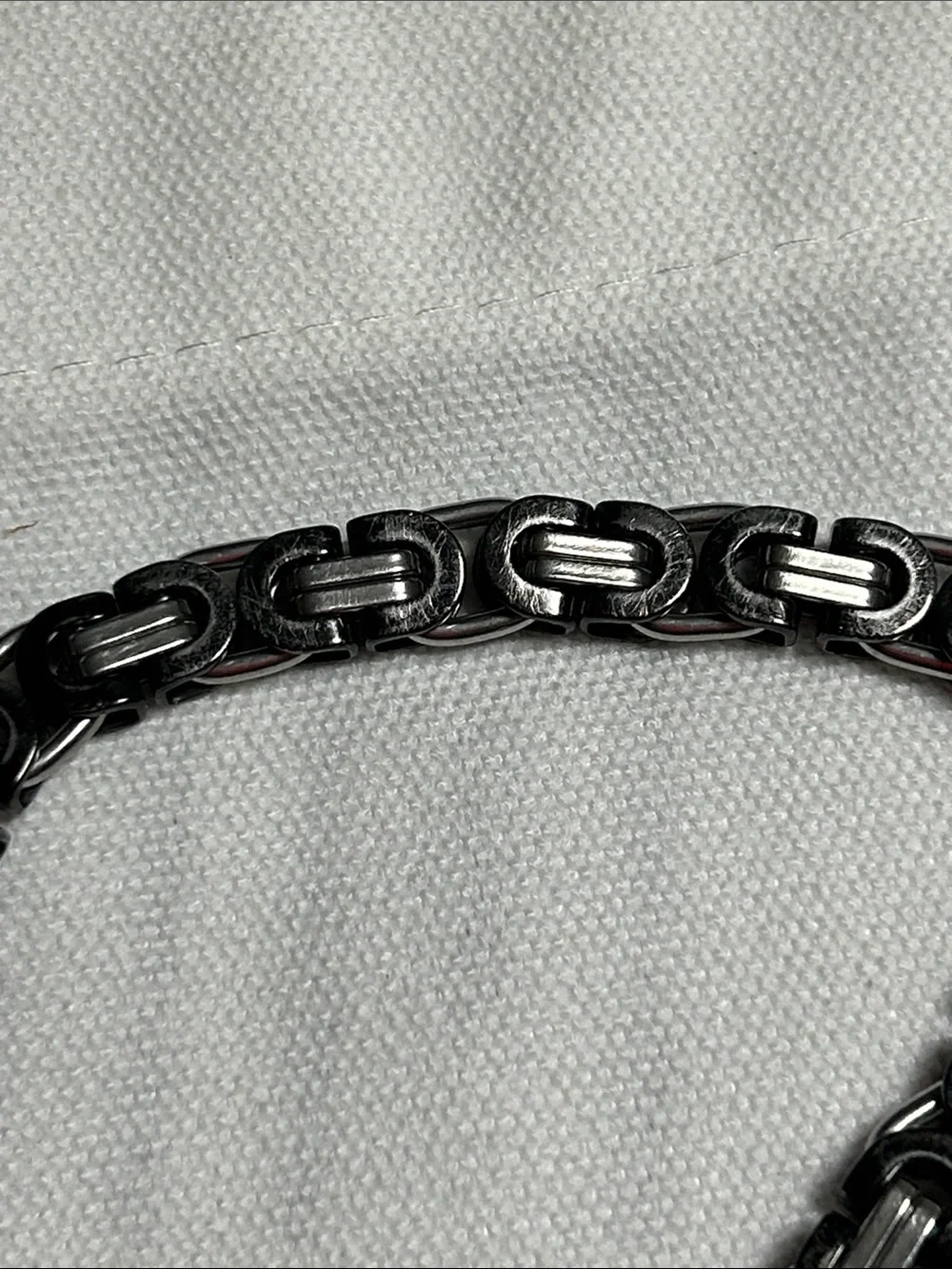 Men's Black Accent Chain Link Stainless Steel Bracelet - Unbranded